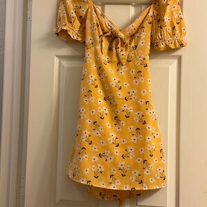 Lulu's Yellow Floral Mini Dress